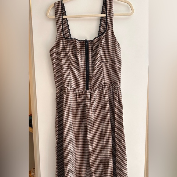 Reformation Black and Brown Checkered Midi Dress - Picture 9 of 9